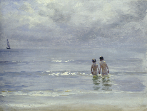 Boys Bathing On The Beach At Skagen - Peder Severin Kroyer Painting On Canvas